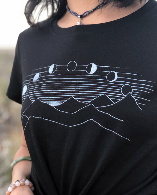 Crescent Moons Unisex T Black