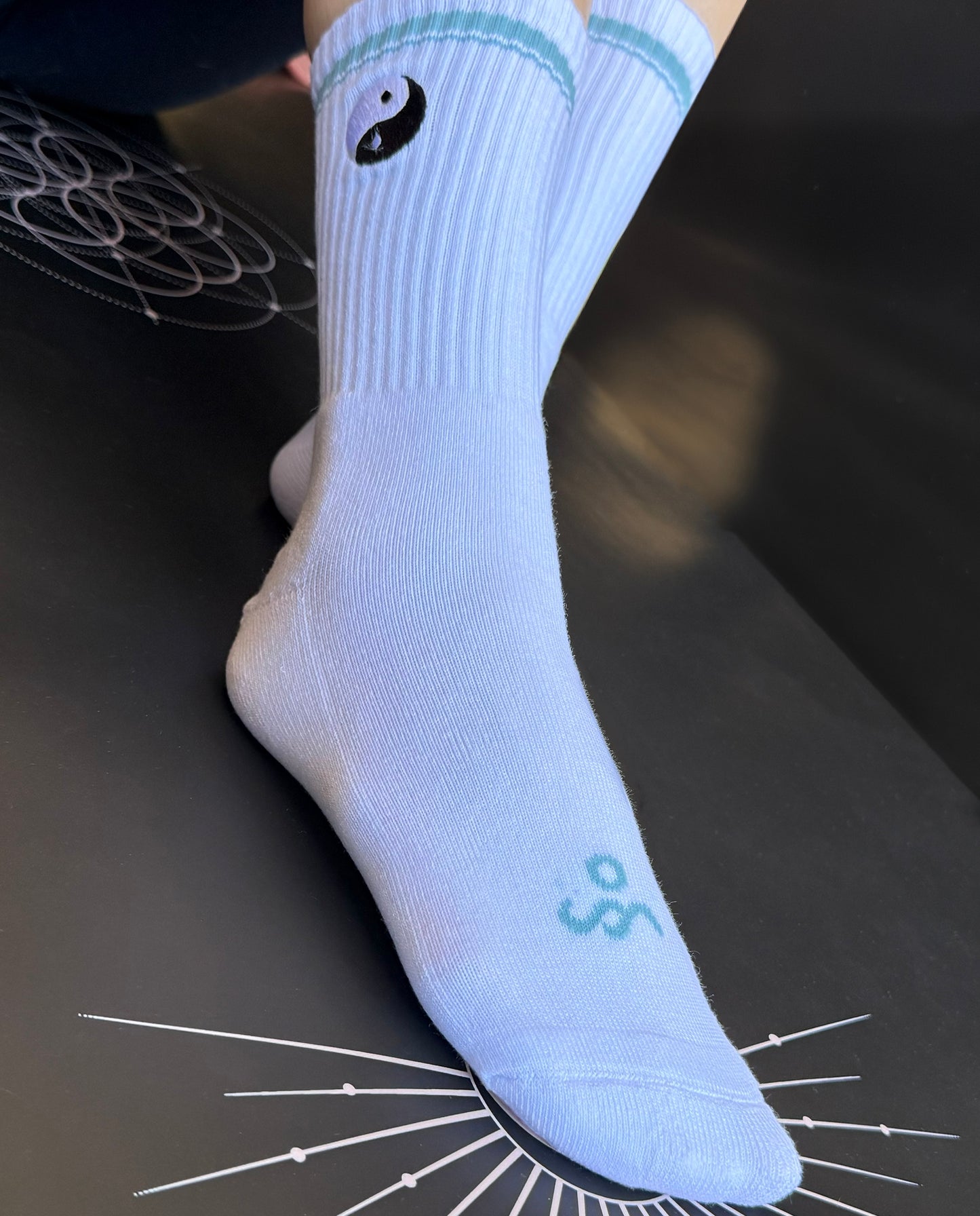 Yin Yang Sock (Wht/Teal)