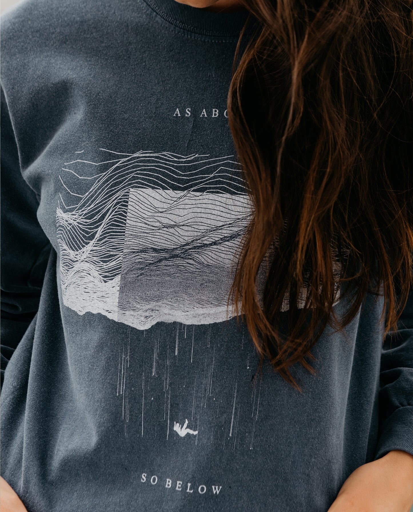 So Below Unisex LS Washed Denim Blue